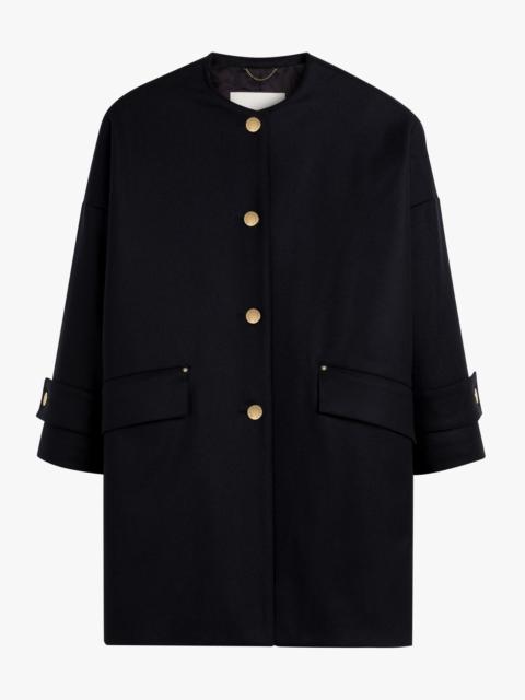 Mackintosh HUMBIE NAVY WOOL COLLARLESS COAT