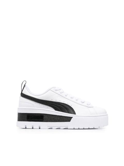 colour-block calf-leather trainers