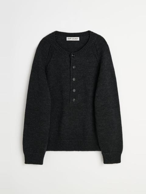 Our Legacy Shore Henley Charcoal Dry Merino Wool