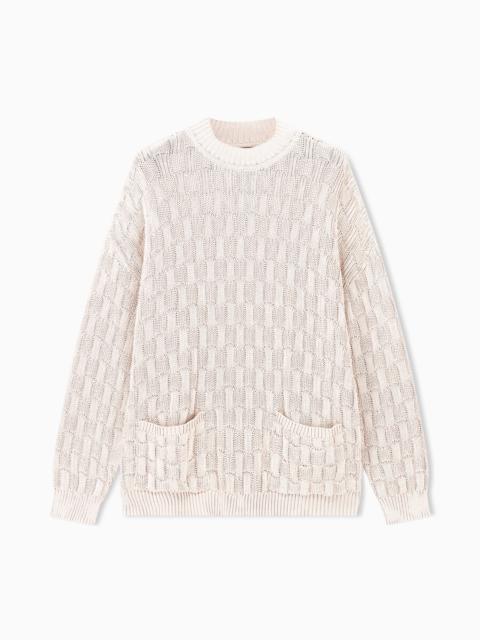 GIORGIO ARMANI SWEATER OVERSIZED IN SILK WITH RIBBED STITCH