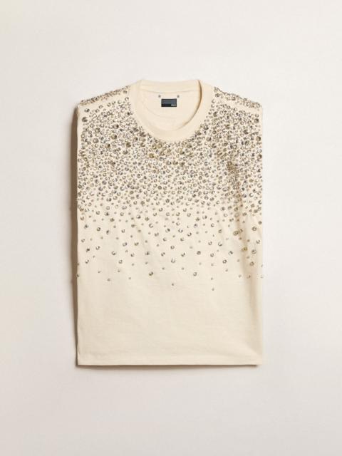 Golden Goose Exclusive HAUS of Dreamers T-shirt in worn white with Swarovski embroidery