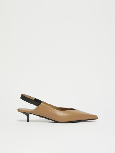 Max Mara SLINGY Leather slingbacks with branded ribbon detail
