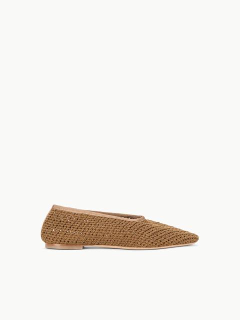 STAUD STAUD ALBA BALLET FLAT CAMEL CROCHET