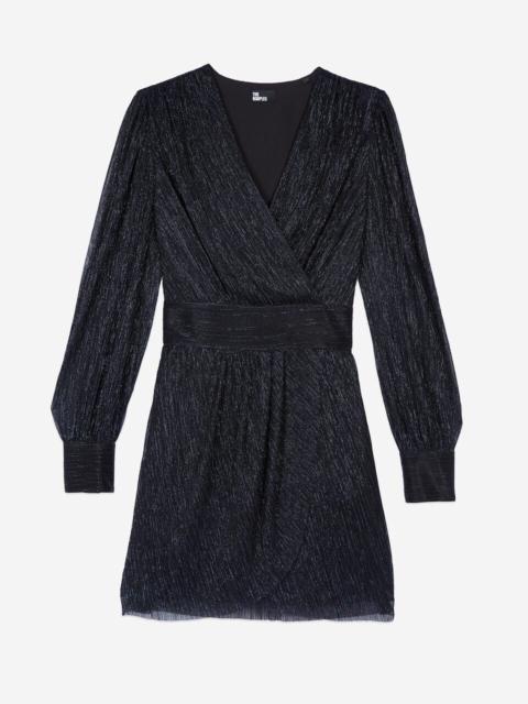 The Kooples NAVY BLUE METALLIC JERSEY SHORT DRESS