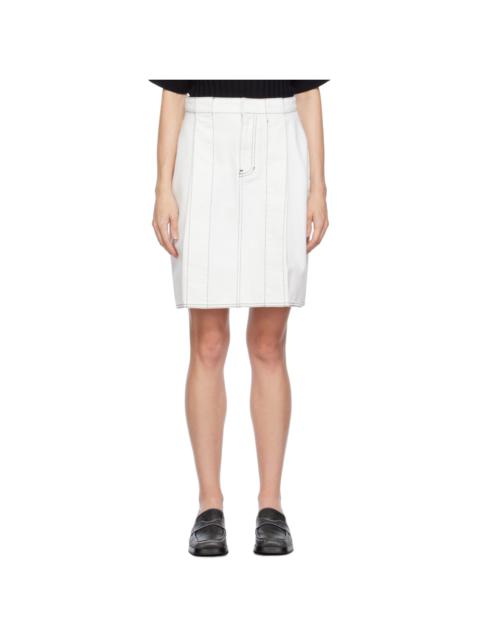 We11done White Tucked Denim Miniskirt