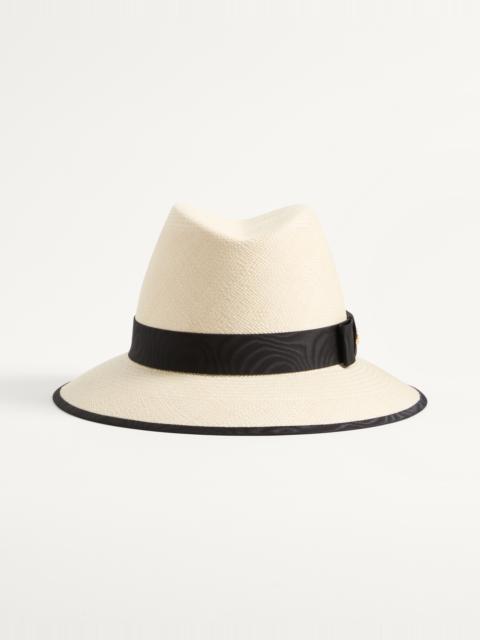 Valentino VLOGO SIGNATURE STRAW HAT WITH MOIRÉ RIBBON
