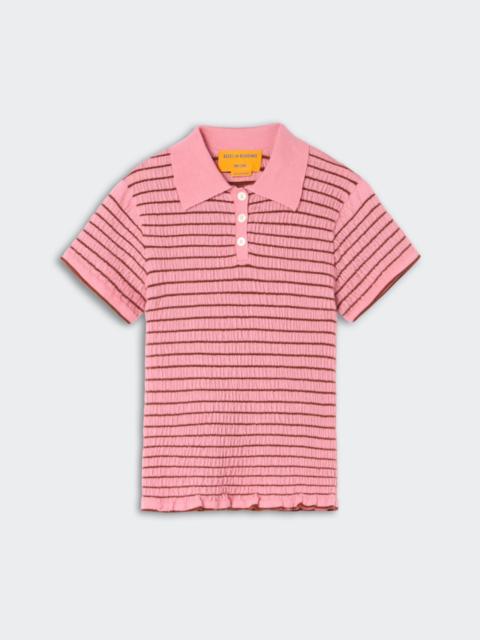 GUEST IN RESIDENCE Smocked Shrunken Polo