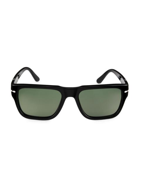Persol Men's 57MM Oversized Square Sunglasses - Black Dark Grey