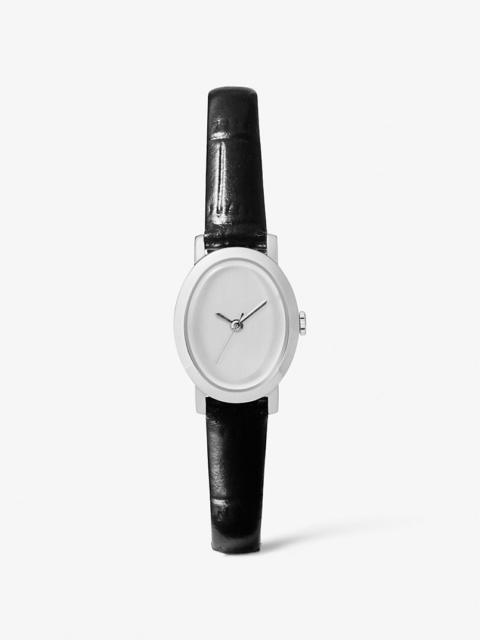 MICHAEL KORS COLLECTION Limited-Edition Petite Maude Silver-Tone and Crocodile Embossed Leather Watch