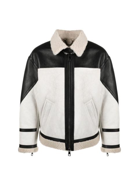 Neil Barrett two-tone leather aviator jacket