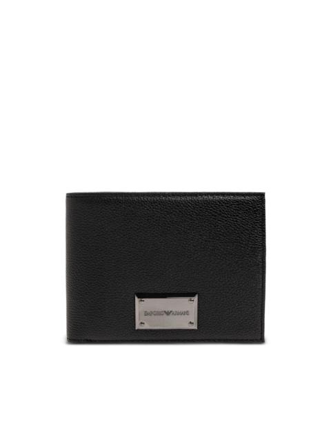 EMPORIO ARMANI logo-plaque pebbled leather wallet