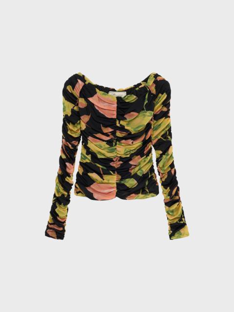 Blumarine PRINTED JERSEY BLOUSE WITH DRAPING