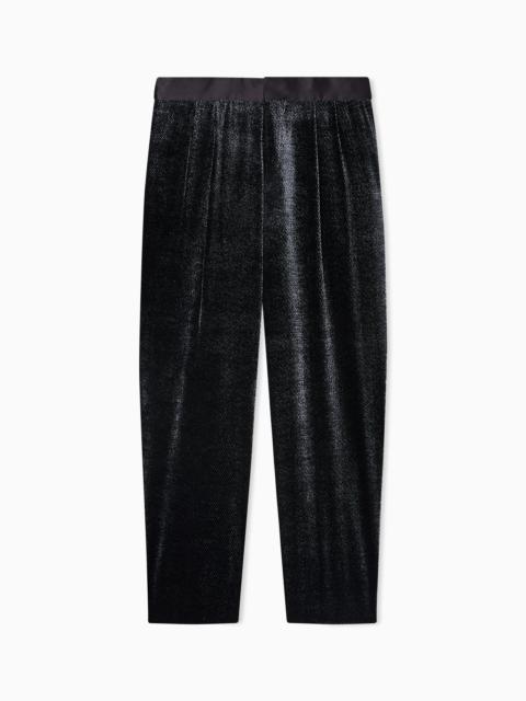 GIORGIO ARMANI GIORGIO’S DOUBLE-PLEAT TROUSERS IN MICRO DEVORÉ VELVET