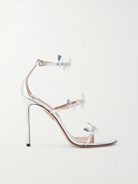 AQUAZZURA Papillon Sauvage 105 Embellished Metallic-leather Sandals