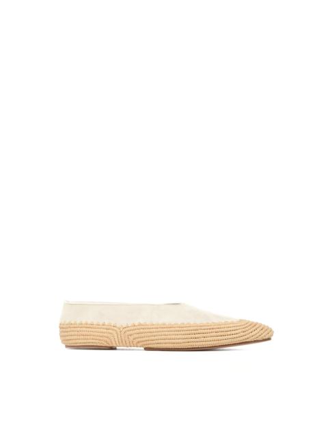 GABRIELA HEARST Strength Flat Shoe in Ivory Suede & Raffia