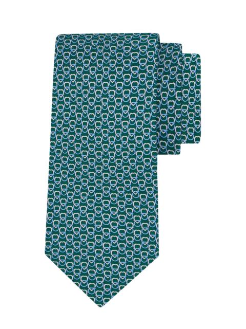FERRAGAMO Men's Gancio Heart Silk Tie - Verde Bosco