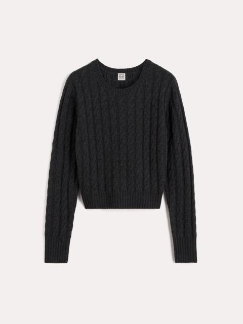 Petite cable knit charcoal melange