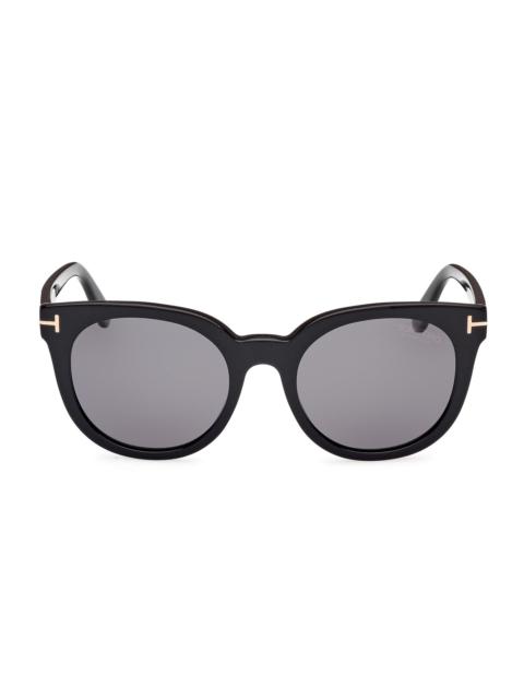 TOM FORD Women's 53MM Butterfly Sunglasses - Black Polarized Smoke