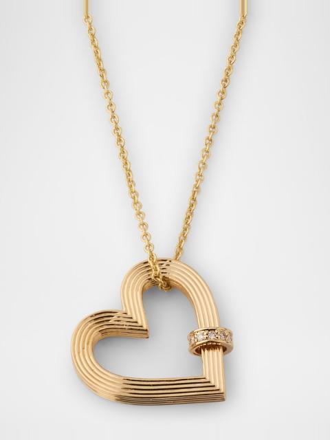 SYDNEY EVAN Fluted Diamond Rondelle Heart Charm Necklace