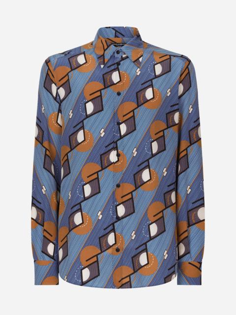 Printed silk Martini-fit shirt