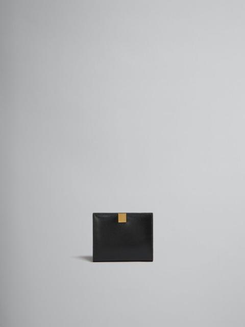 Marni BLACK LEATHER TRIFOLD PRISMA WALLET