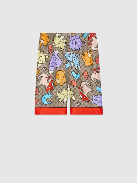 GUCCI GG print silk twill shorts