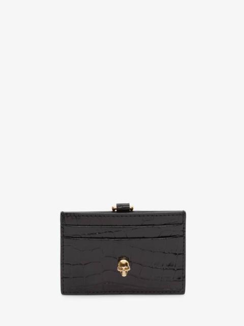 Alexander McQueen Skull Card Holder With Strap in Black