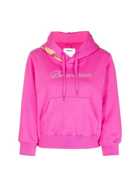 doublet rhinestone-logo detail hoodie