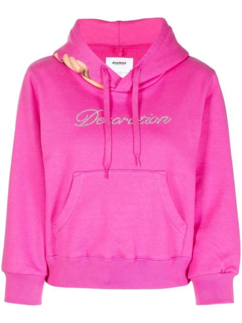 doublet rhinestone-logo detail hoodie