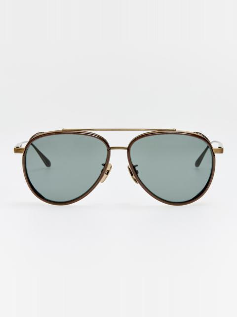 LINDA FARROW Cortes Sunglasses in Antique Gold