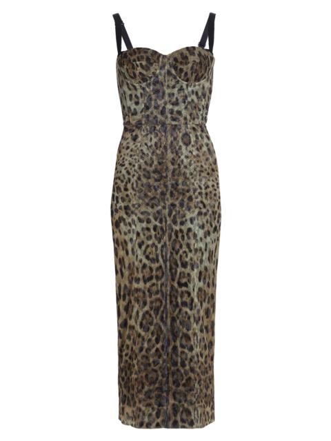 Dolce & Gabbana Women's Leopard-Print Tulle Pencil Midi Dress - Leopard