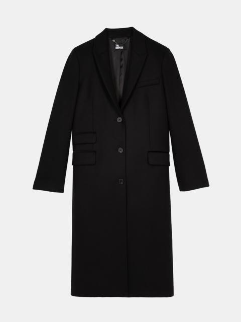 The Kooples LONG BLACK WOOL-BLEND COAT
