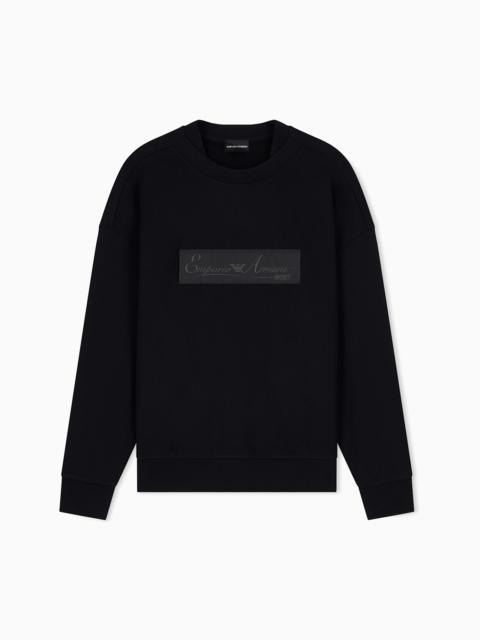 EMPORIO ARMANI FRENCH TERRY JERSEY SWEATSHIRT WITH EMPORIO ARMANI DISTRICT PATCH