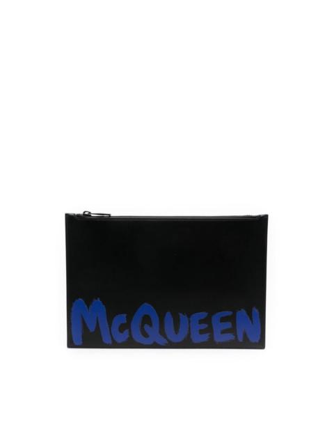 Alexander McQueen Graffiti-print leather clutch bag