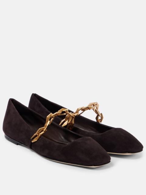 JIMMY CHOO Diamond Tilda suede Mary Jane flats