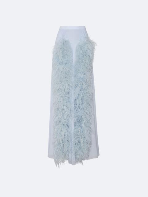 LAPOINTE Lightweight Georgette Wide Leg Pant With Feathers
