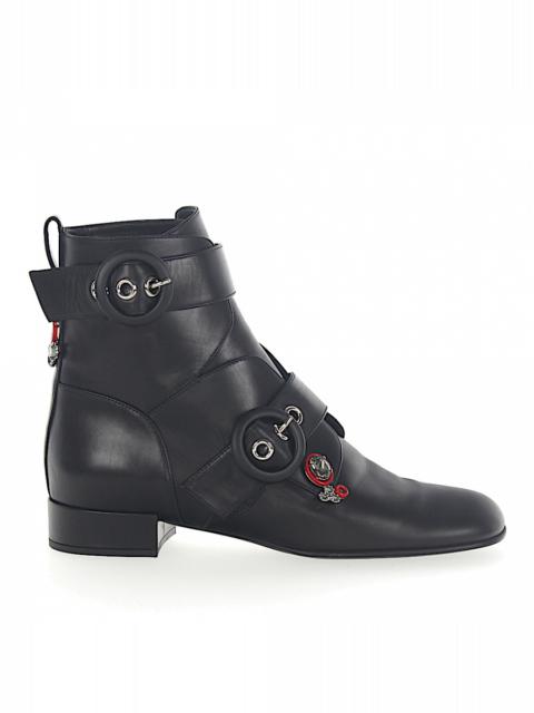 Dior West Heeled Ankle Boot Black and Amaranth Calfskin