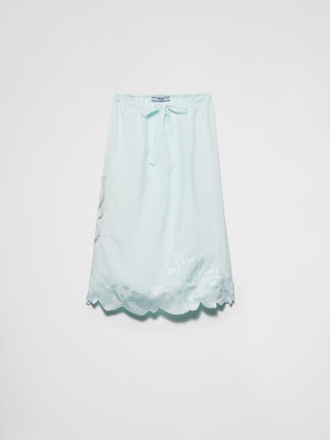 Prada Embroidered silk habutai skirt
