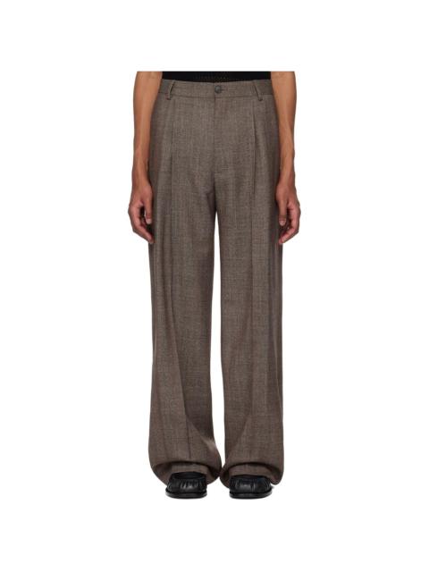 Dries Van Noten Brown Creased Trousers