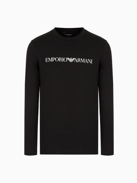 EMPORIO ARMANI Pima-jersey jumper with printed logo