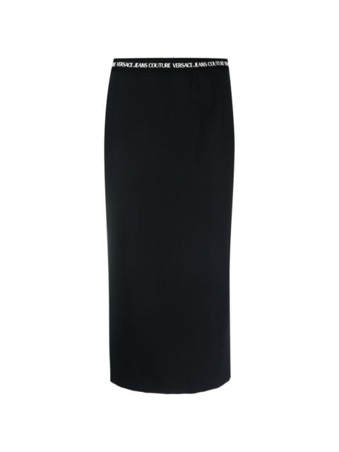 logo-waistband straight midi skirt
