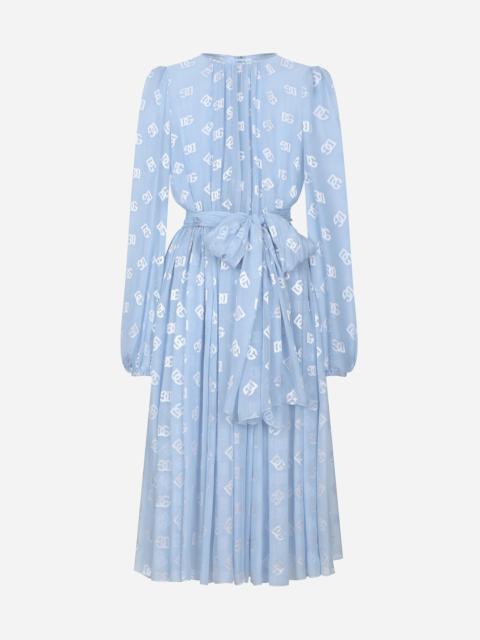 Dolce & Gabbana Dévoré silk jacquard calf-length dress with DG logo