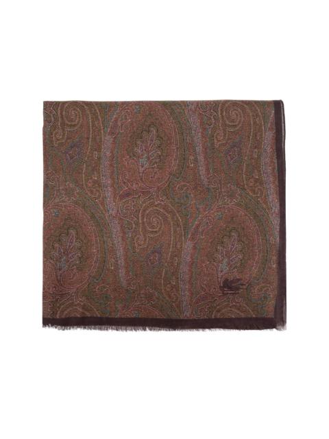 paisley-print frayed-edge scarf