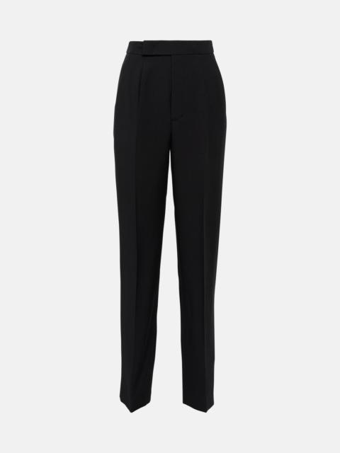 Wool and silk straight pants