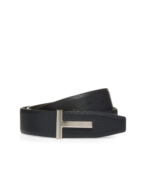 TOM FORD LEATHER PALLADIUM T RIDGE BELT