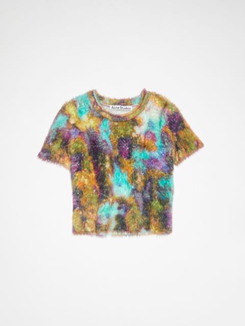 Floral knit t-shirt - Turquoise/purple