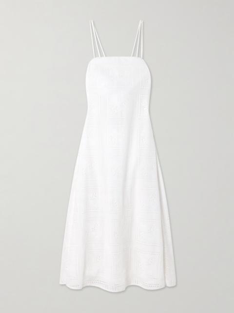 TORY BURCH Open-back Broderie Anglaise Cotton Midi Dress