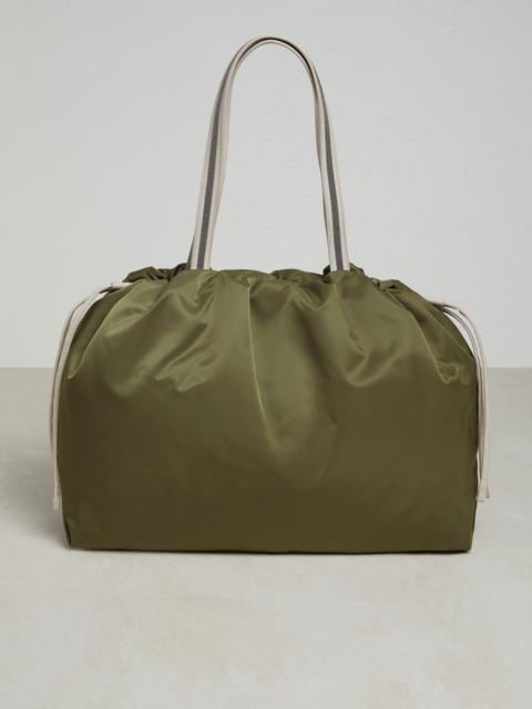 Brunello Cucinelli Nylon shopper bag with shiny handles