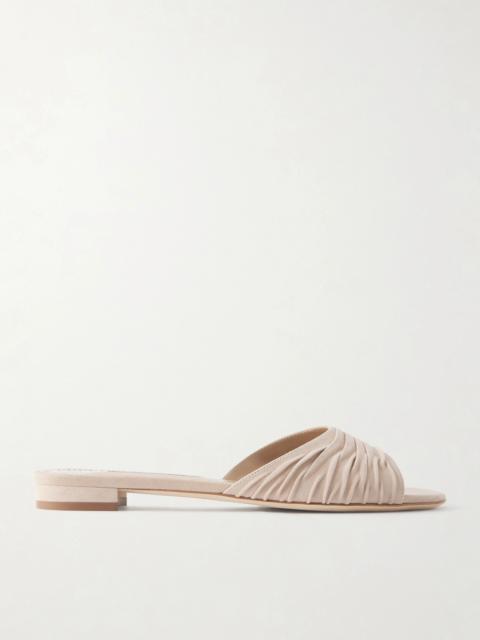 Manolo Blahnik Pirua 10 Pleated Suede Sandals