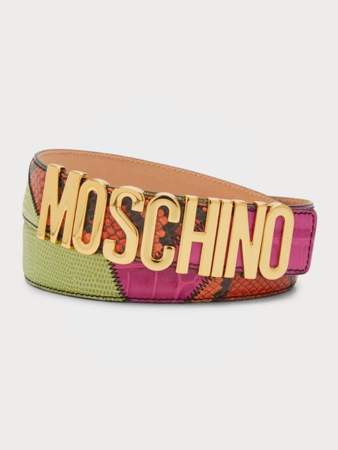 Moschino Men's Multicolor Patchwork Leather Belt